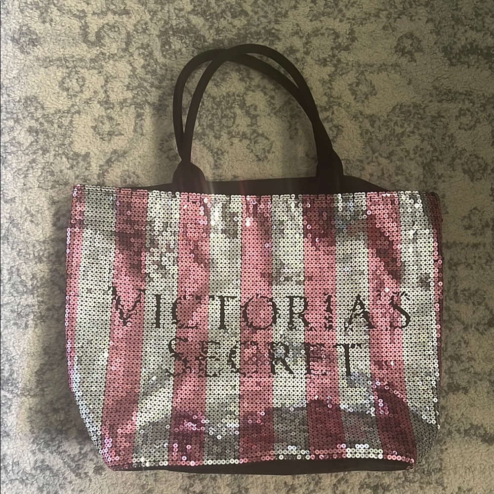 Victoria's Secret Pink and Silver Sequin Tote Bag